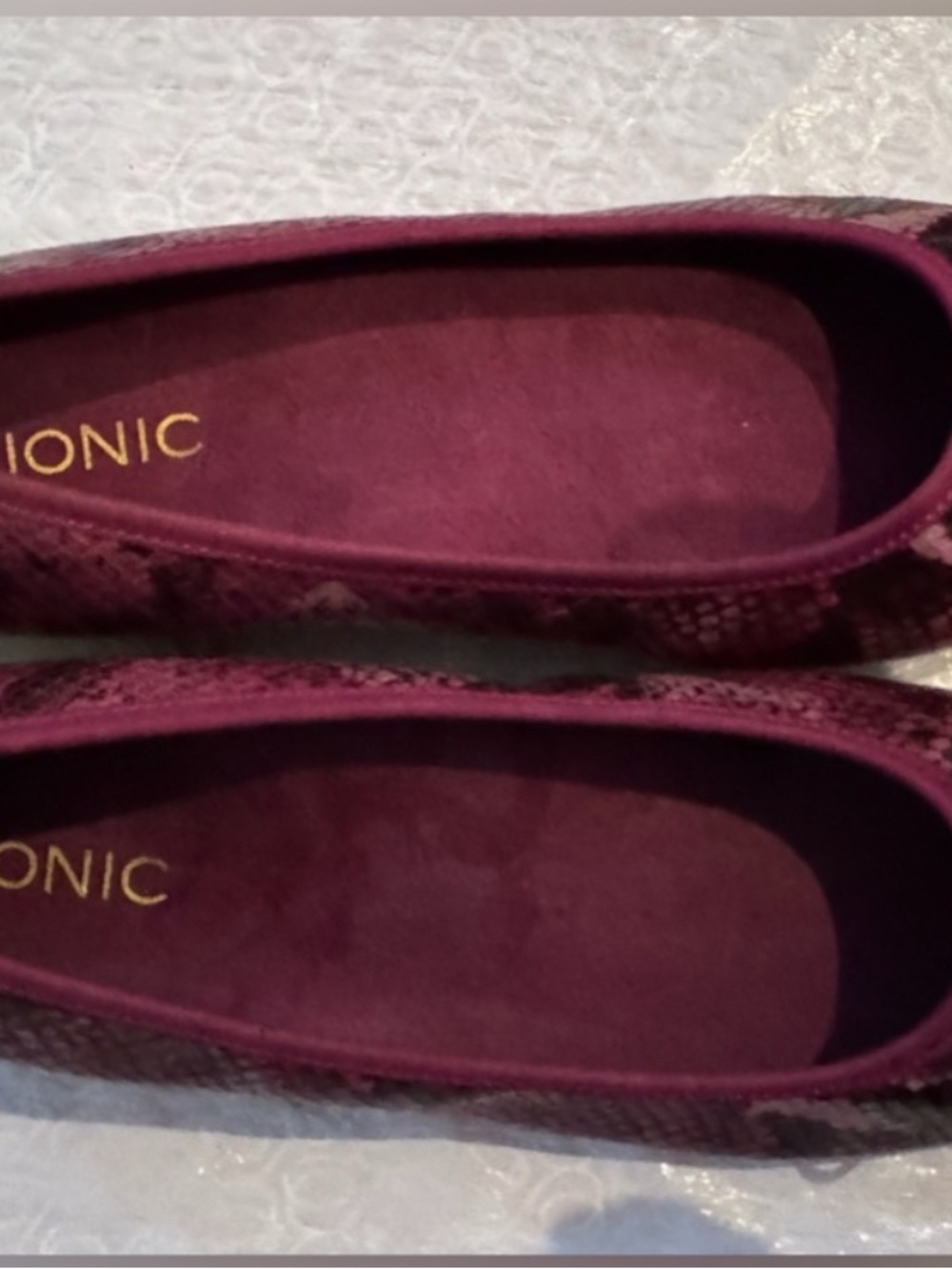 Vionic Burgundy Snakeskin-Texture Ballet Flats - Picture 2 of 2